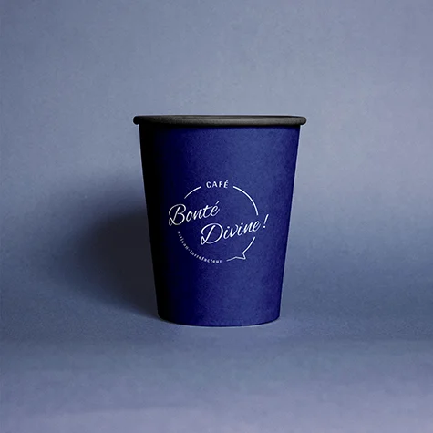 Tasse à café en carton avec logo Bonté Divine