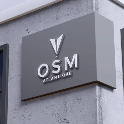 Rendu d'une enseigne sur bâtiment avec logo d'OSM Atlantique