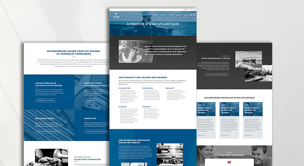 Exemples de pages du site Web d'OSM Atlantique